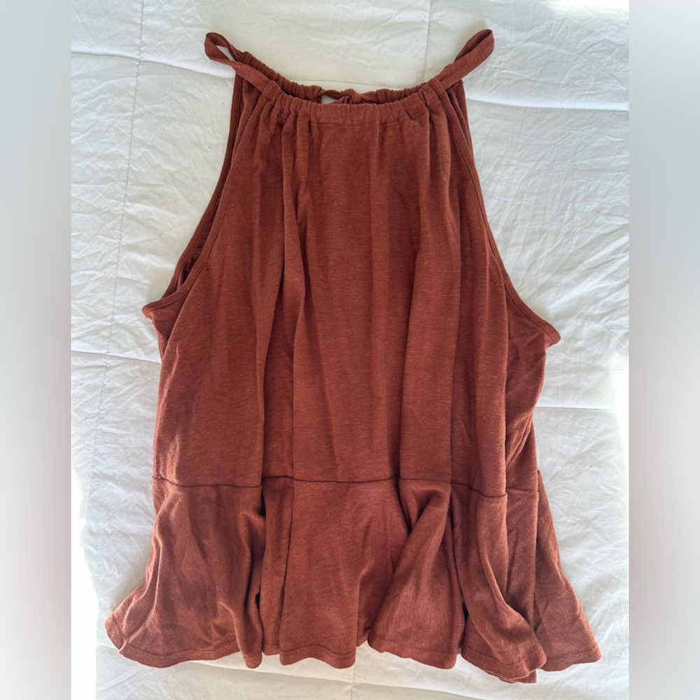 Old navy red linen-blend halter top